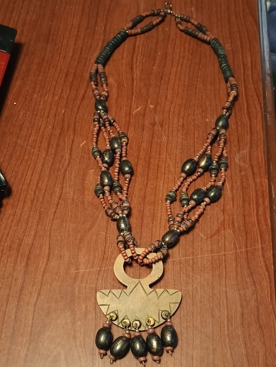 Jewelry - Boho Brown and Black Beaded Pendant Necklace